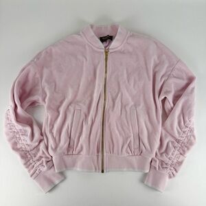 Juicy Couture Black Label Baby Pink Velour Zip Bomber